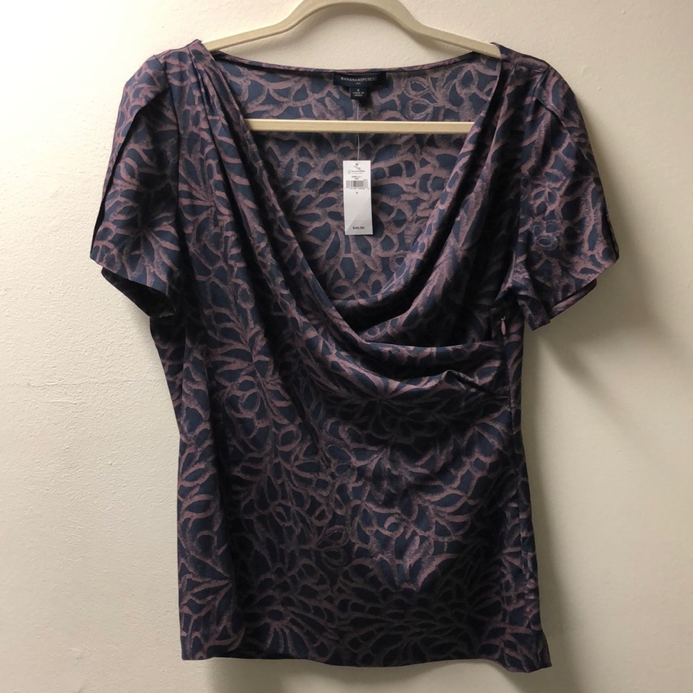 NWT Banana Republic short sleeve drape blouse